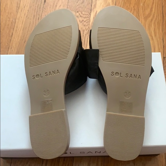 Sol Sana All Leather Black Knotted Nina Slides NWT - Picture 5 of 7